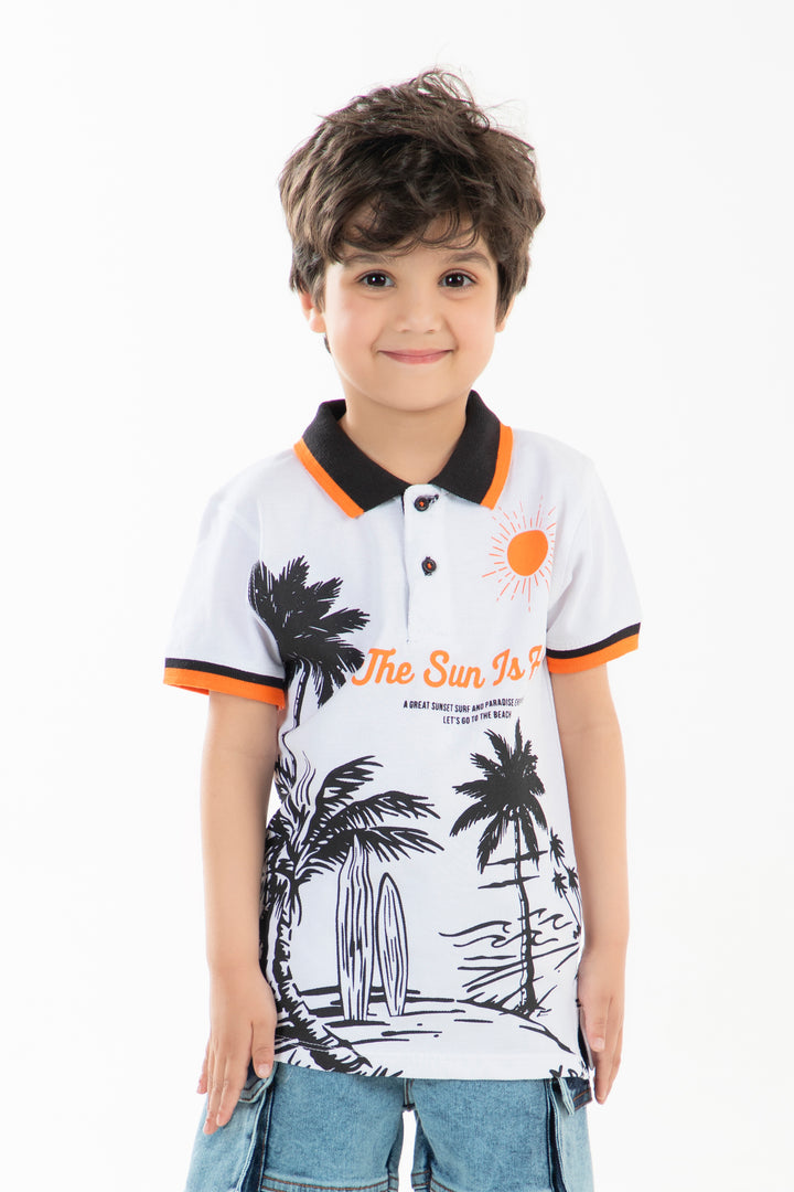 Beach Print Polo
