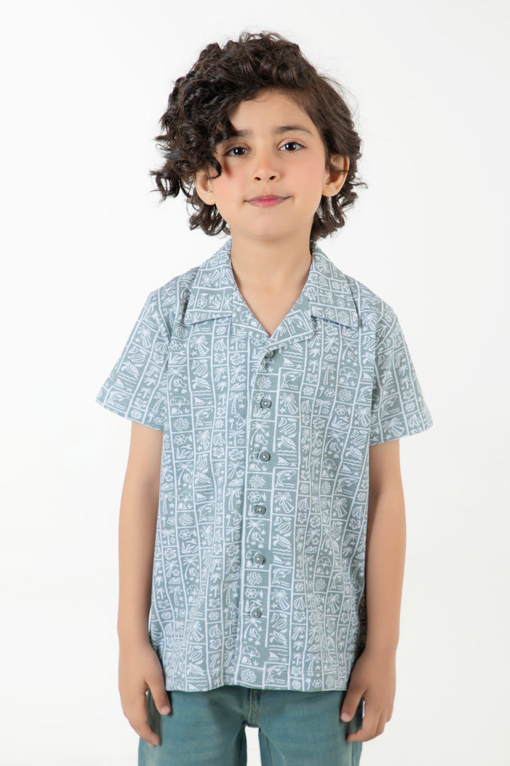 Printed Button Down Polo
