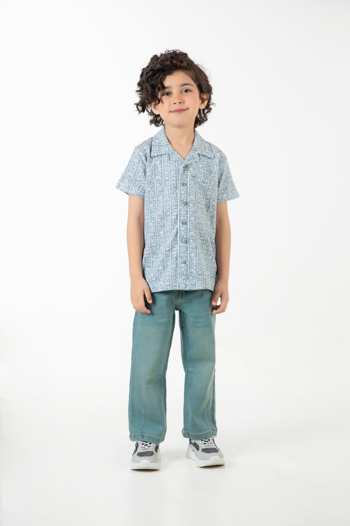 Printed Button Down Polo