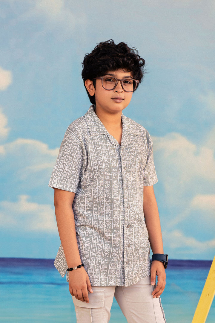 Printed Button Down Polo