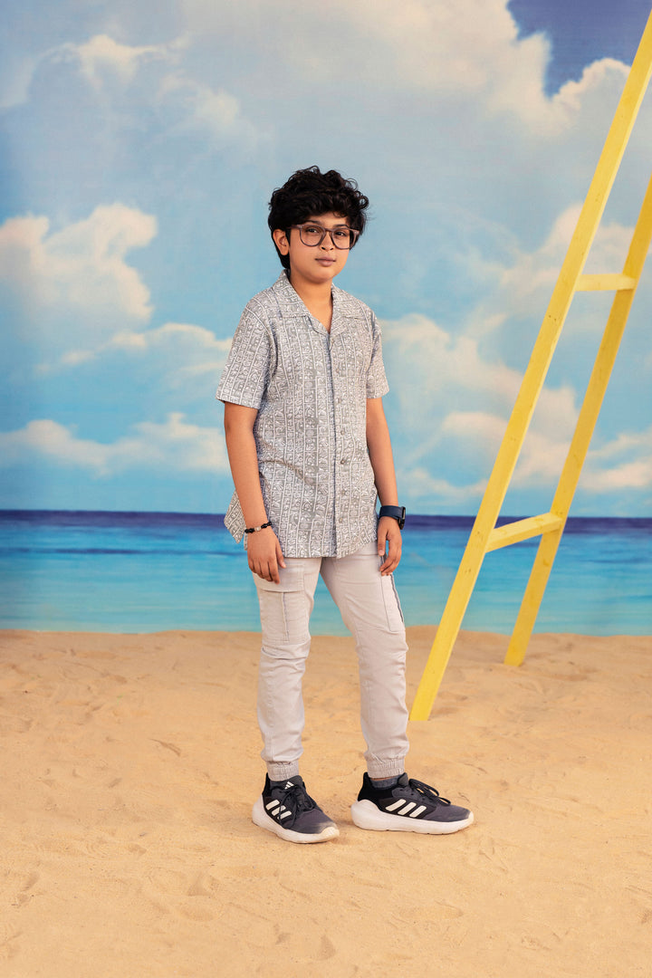 Printed Button Down Polo
