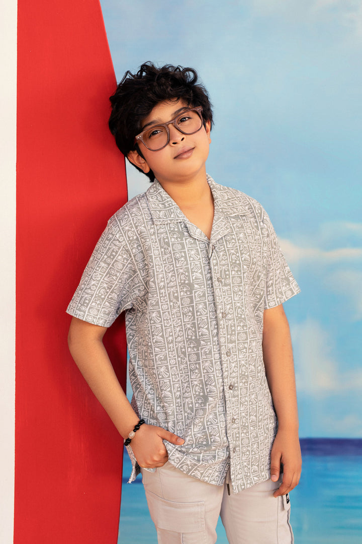 Printed Button Down Polo