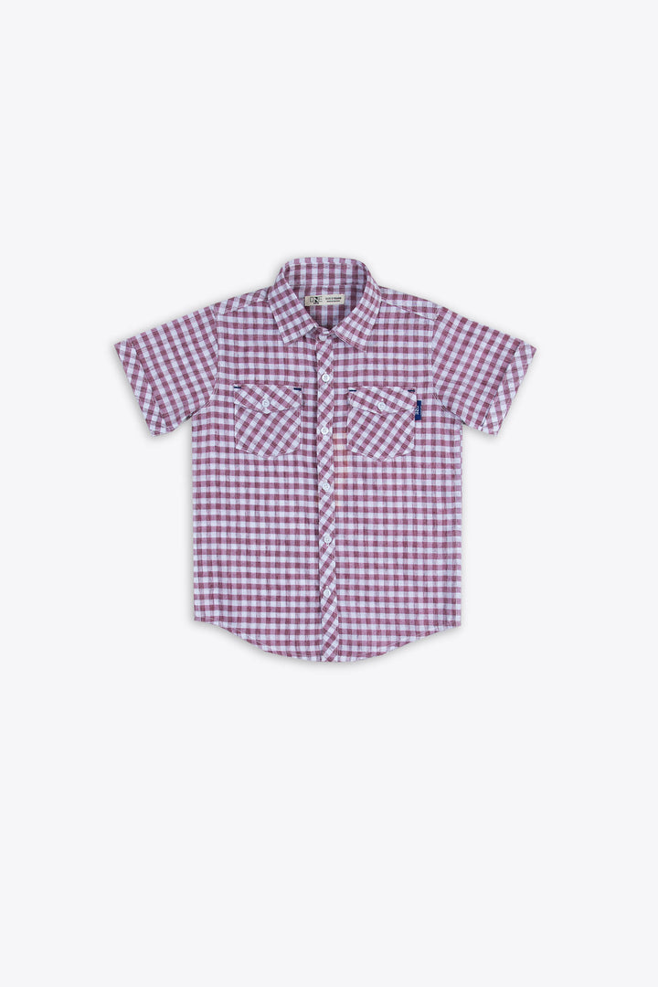 Check Shirt White/Maroon