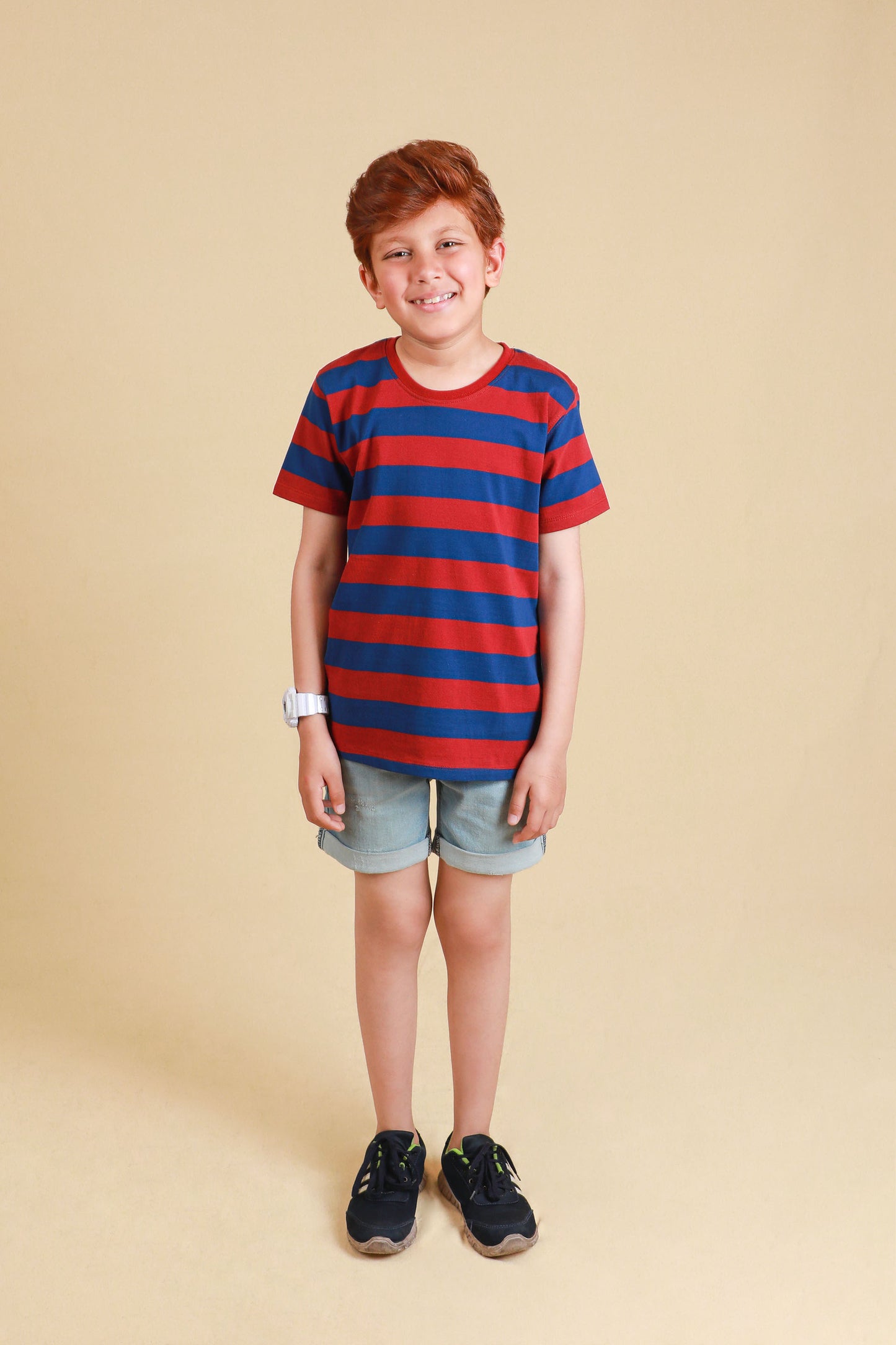 Stripe Tee Maroon/Blue