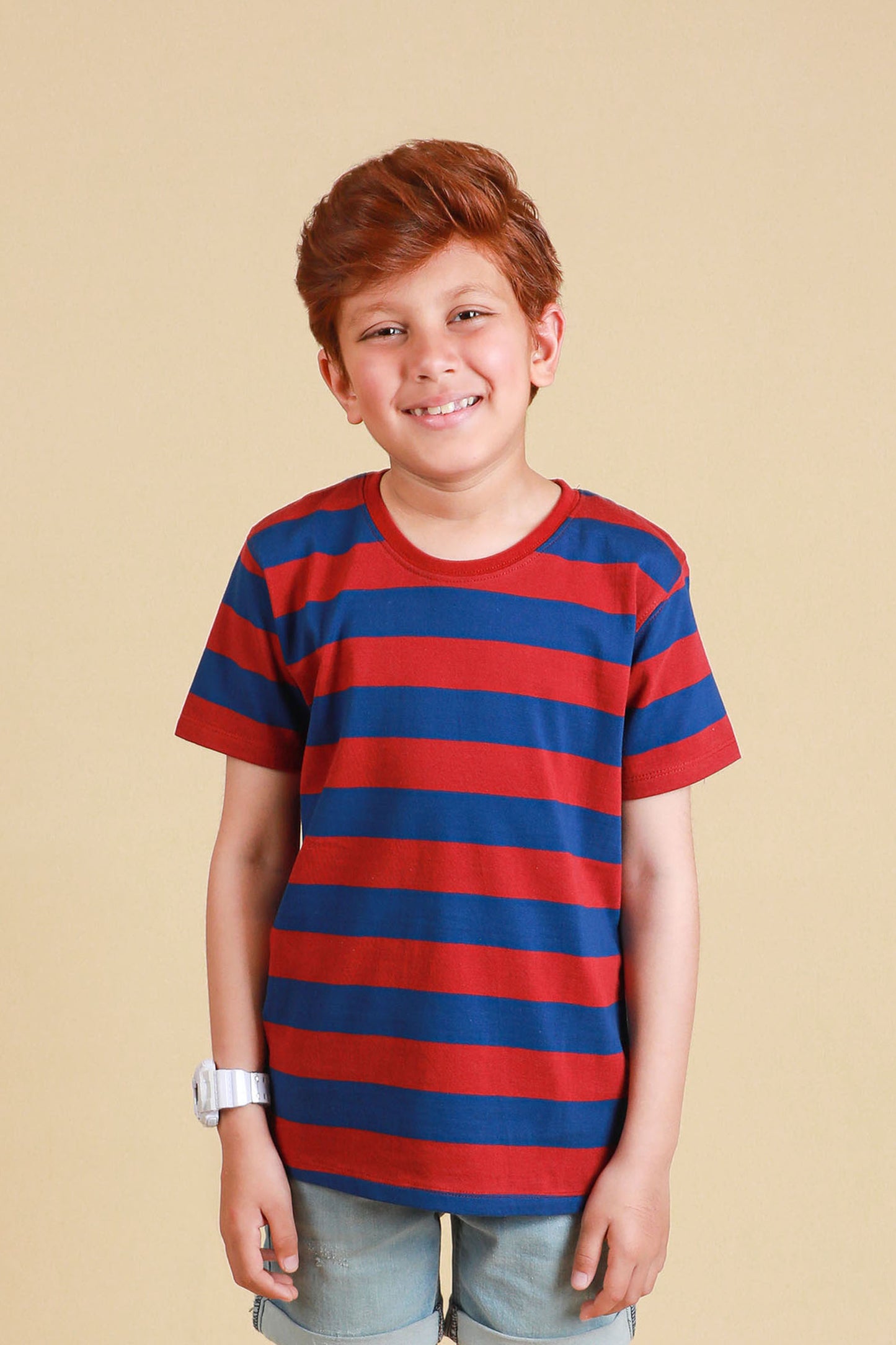 Stripe Tee Maroon/Blue