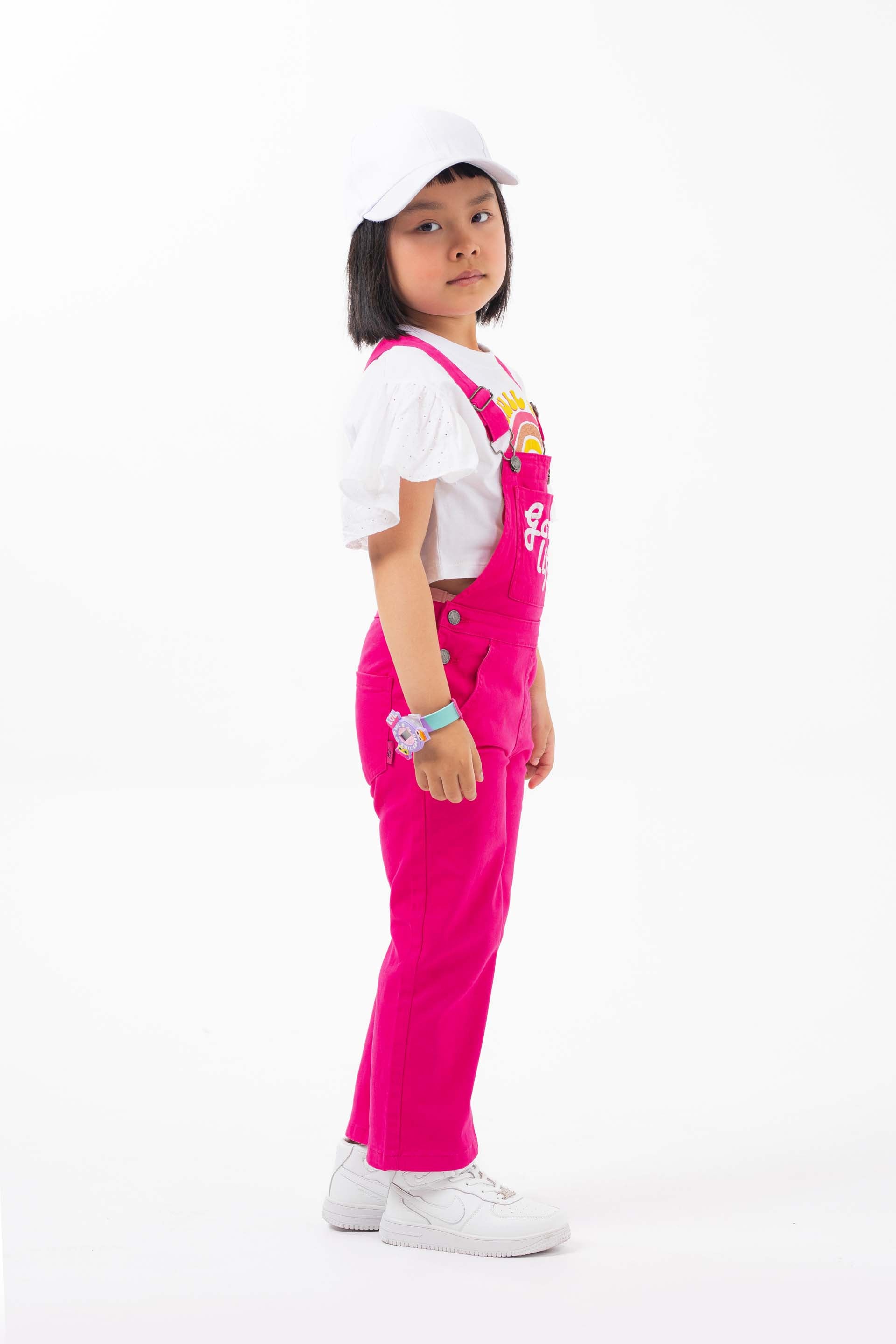 Embroidered Dungarees Pink