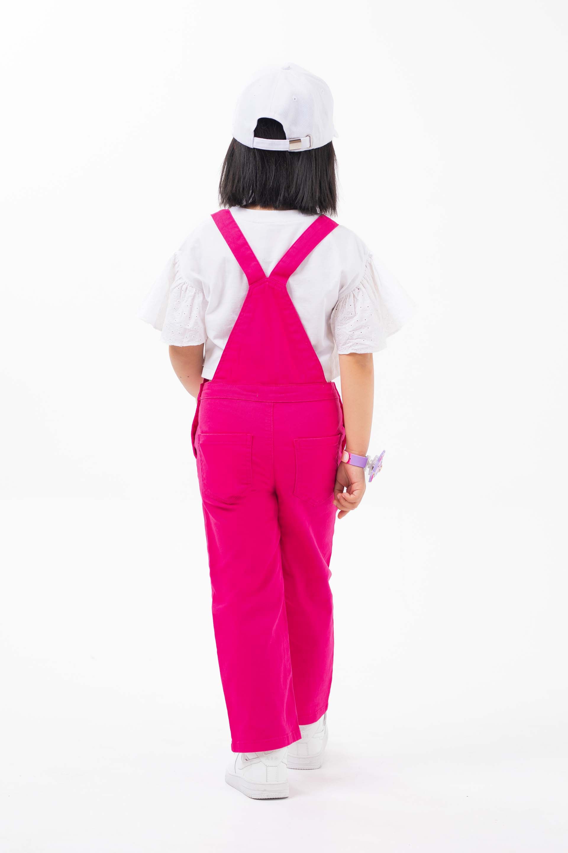 Embroidered Dungarees Pink