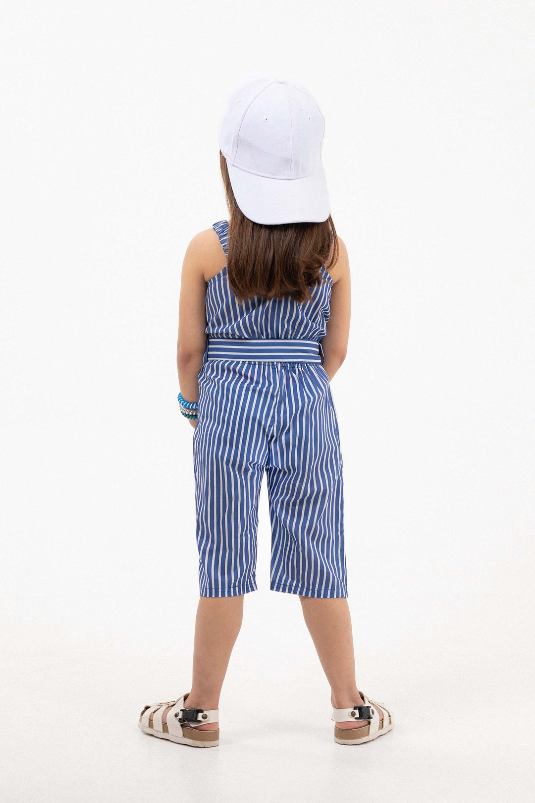 Tie Up Jumpsuit White/Blue