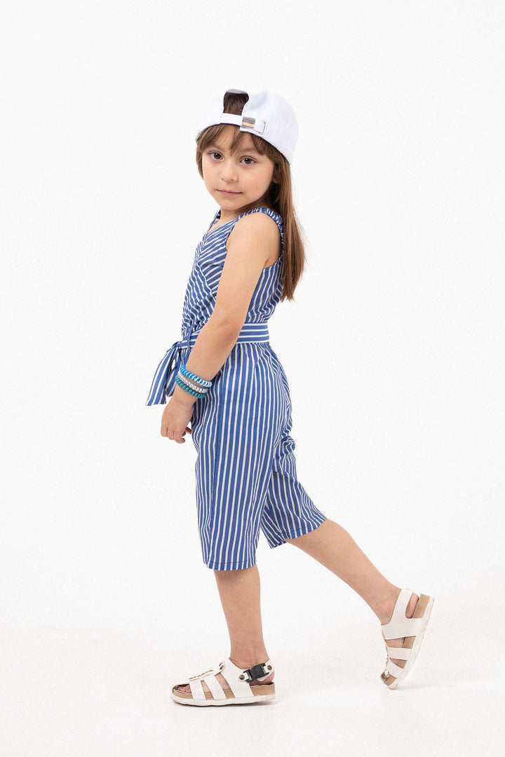 Tie Up Jumpsuit White/Blue