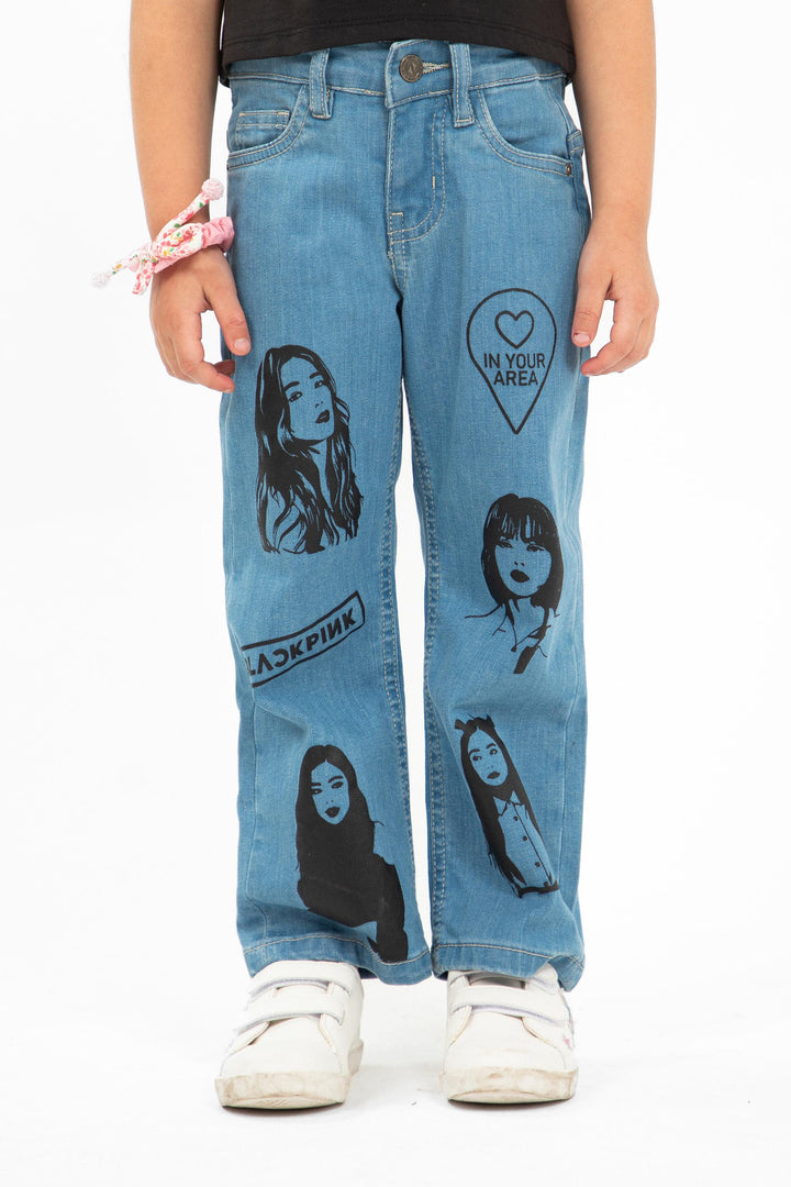 Printed Wideleg Blue