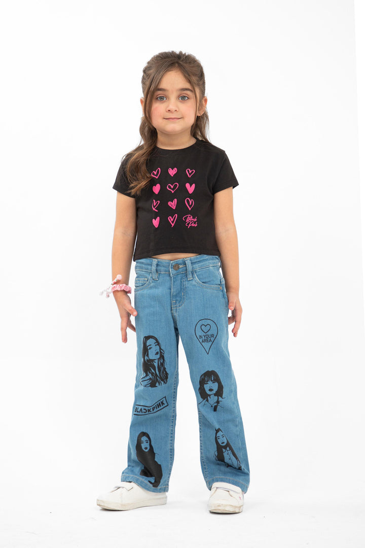 Printed Wideleg Blue