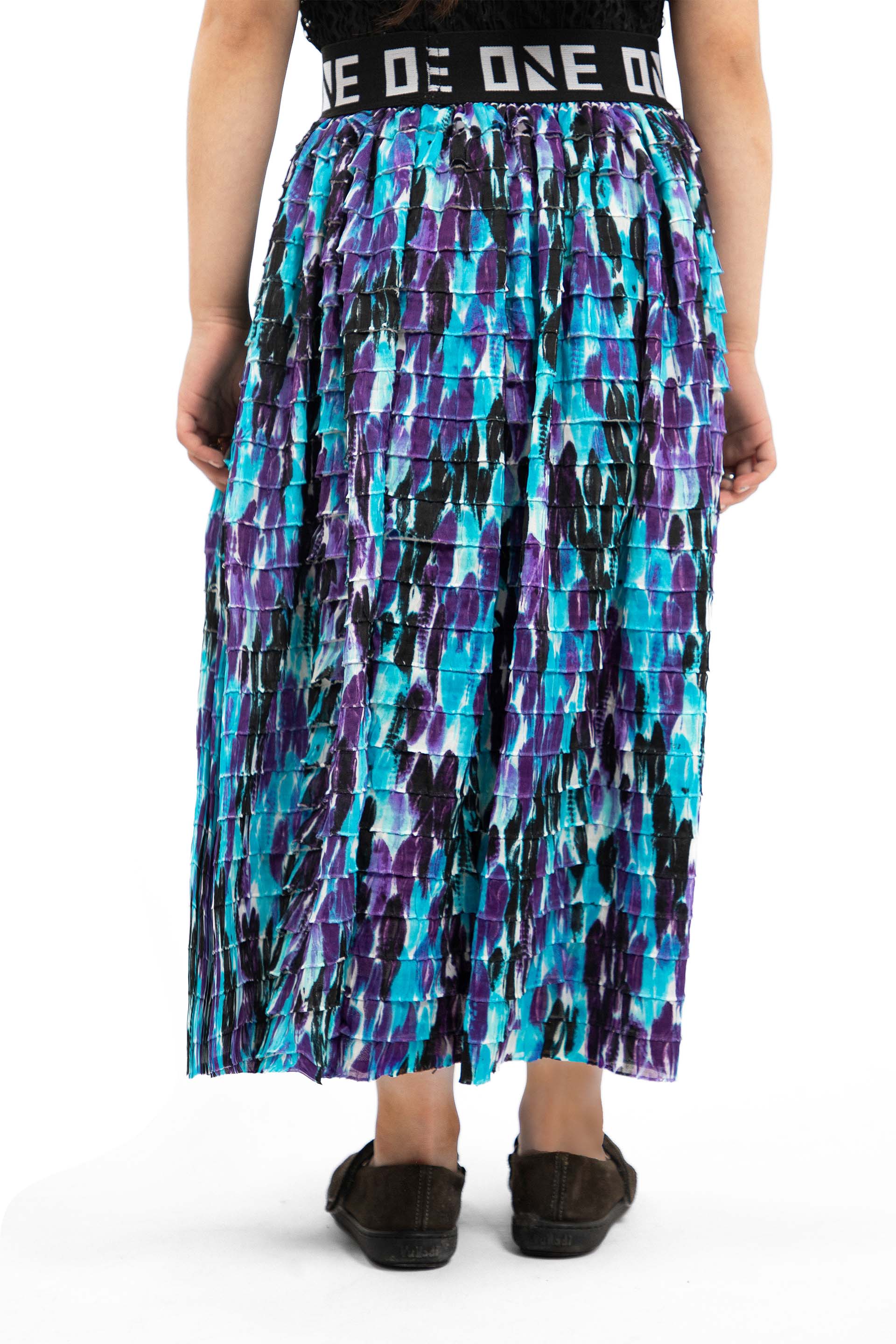 Long Textured Skirt Multi