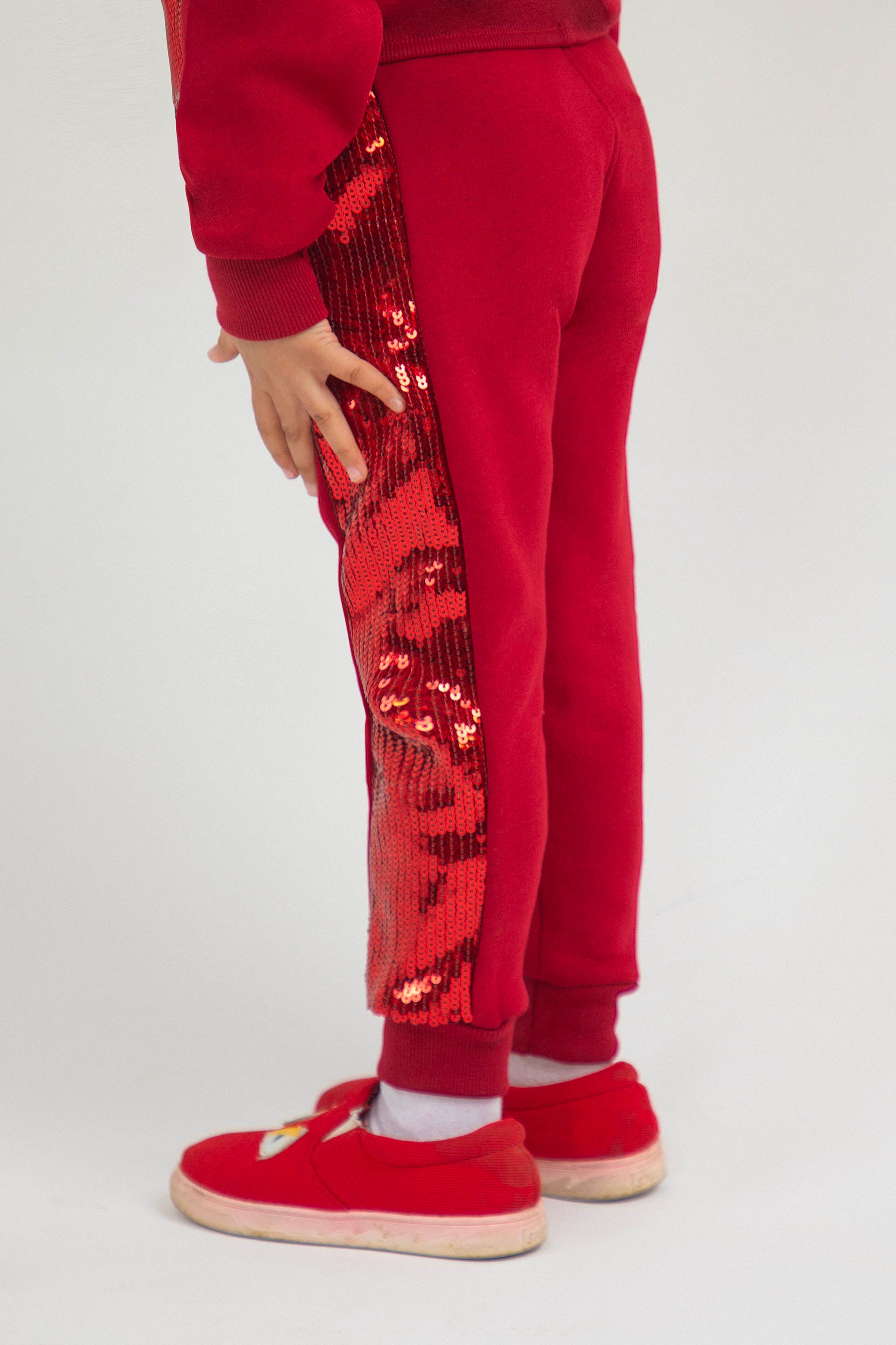 Sequined Track Pants Maroon