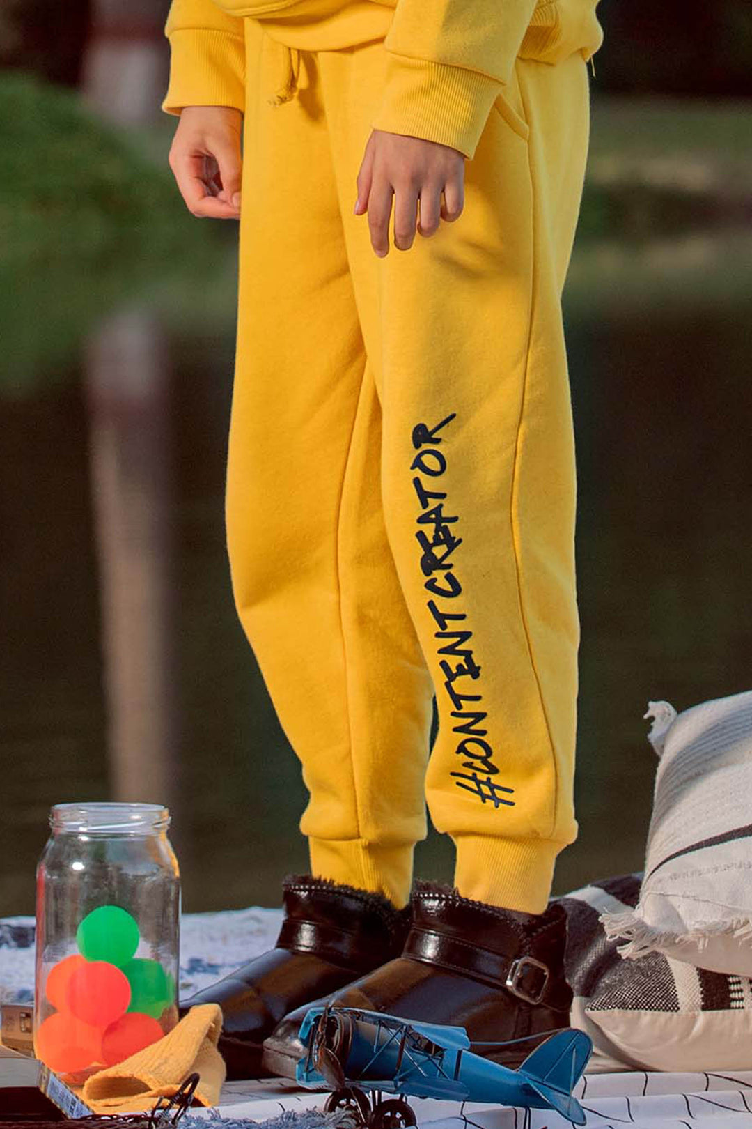 Slogan Track Pants Mustard