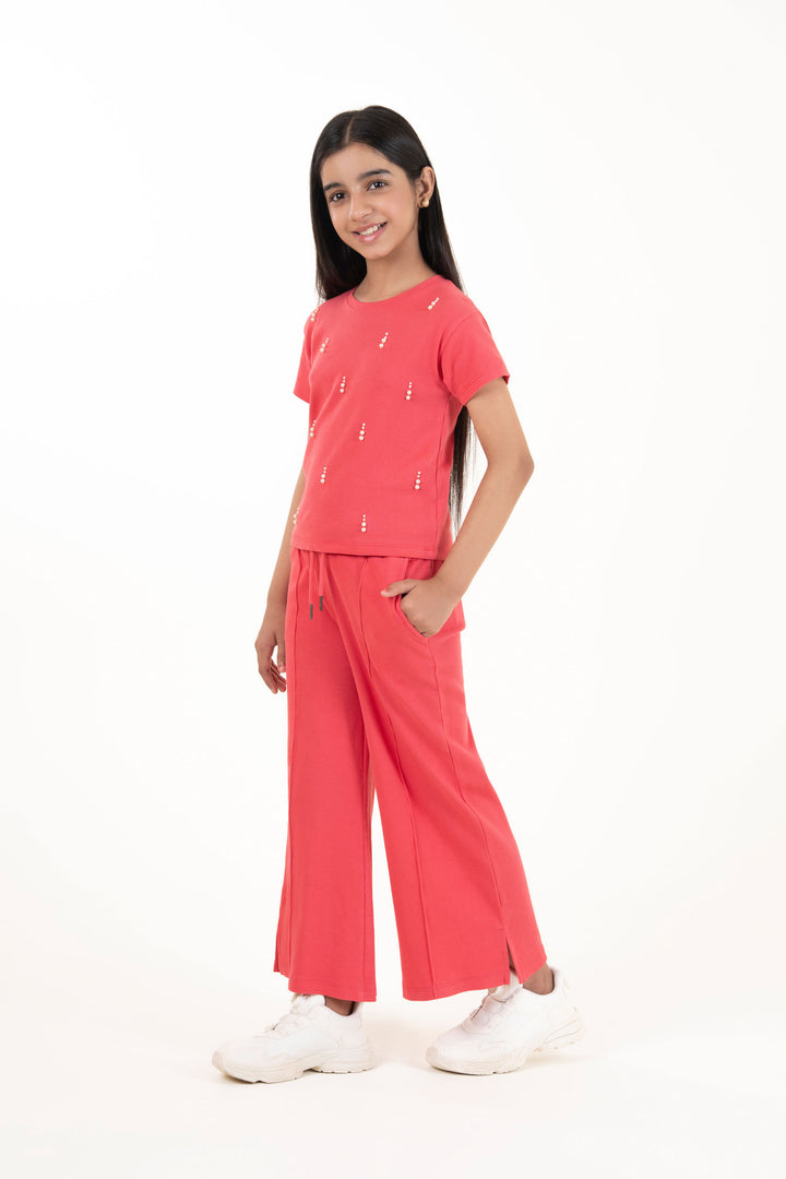 Wide Leg Rib Trousers