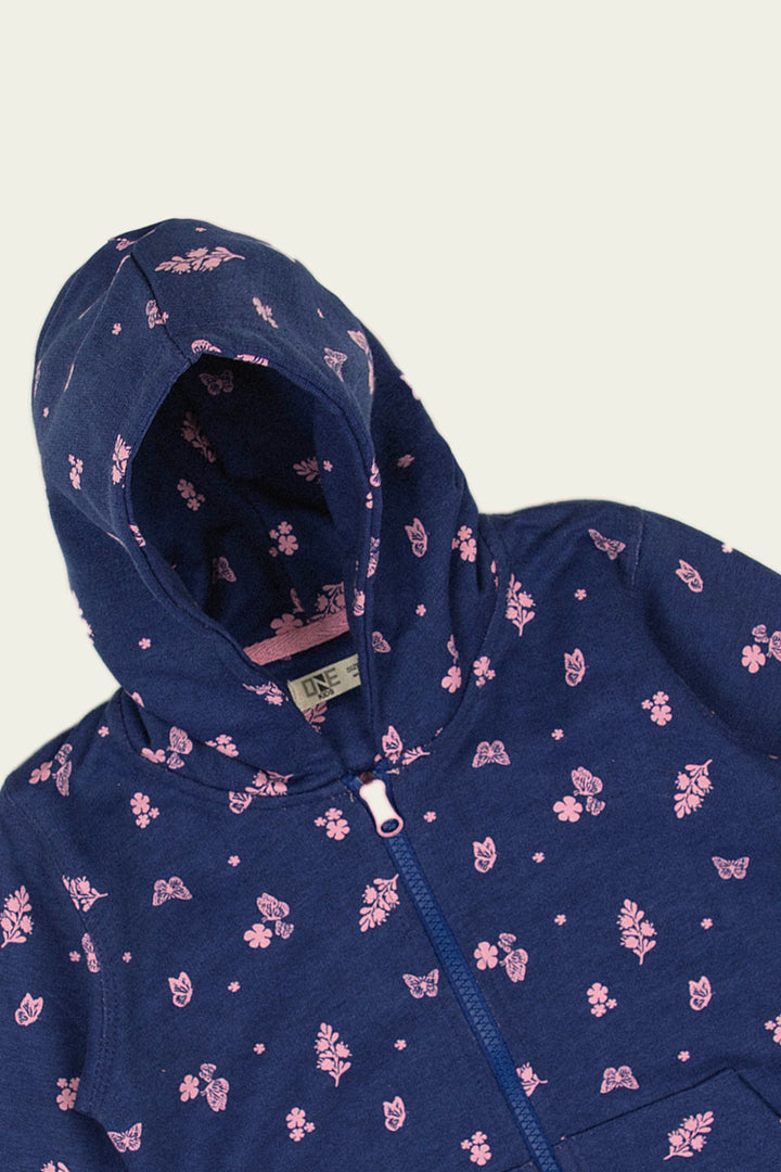 Sporty Zipper Hoodie Navy