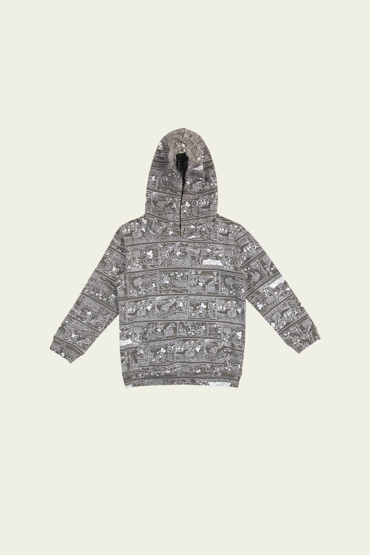 Printed Pullover Hoodie Grey