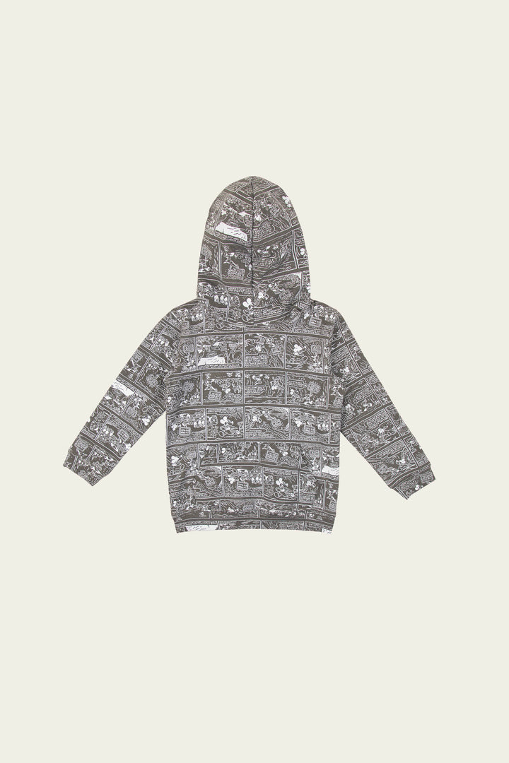 Printed Pullover Hoodie Grey