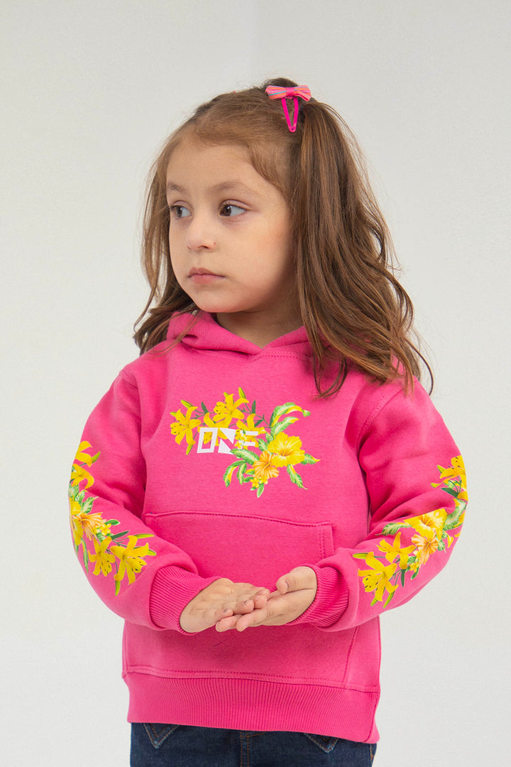 Floral Pullover Hoodie Pink