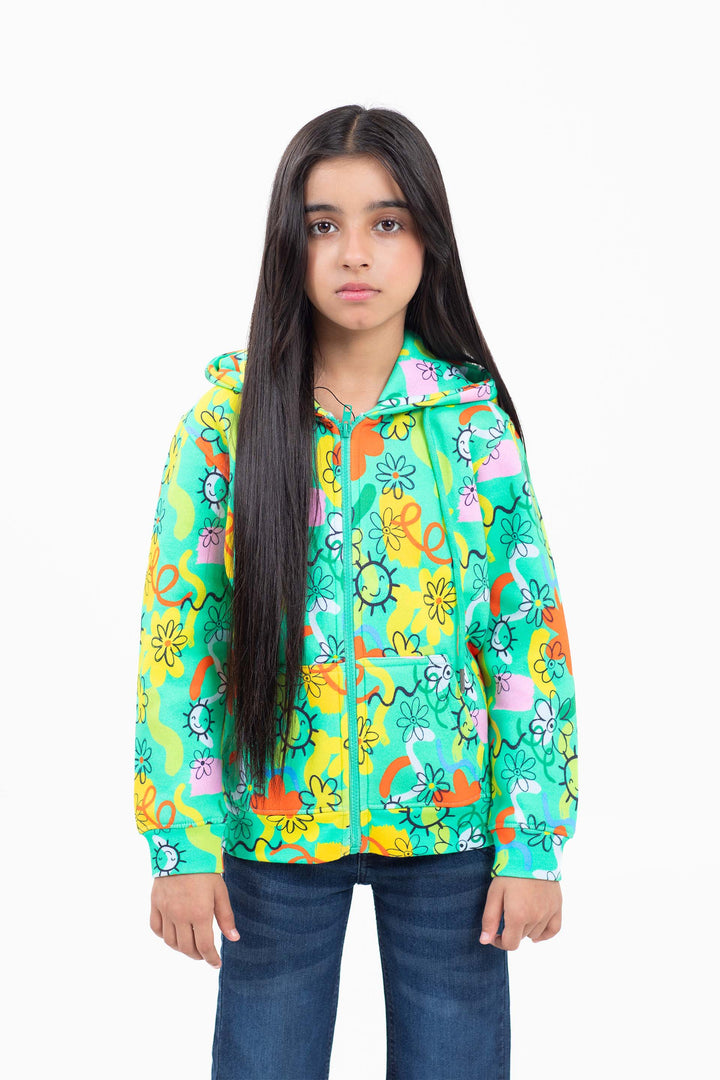 Printed Zipper Hoodie