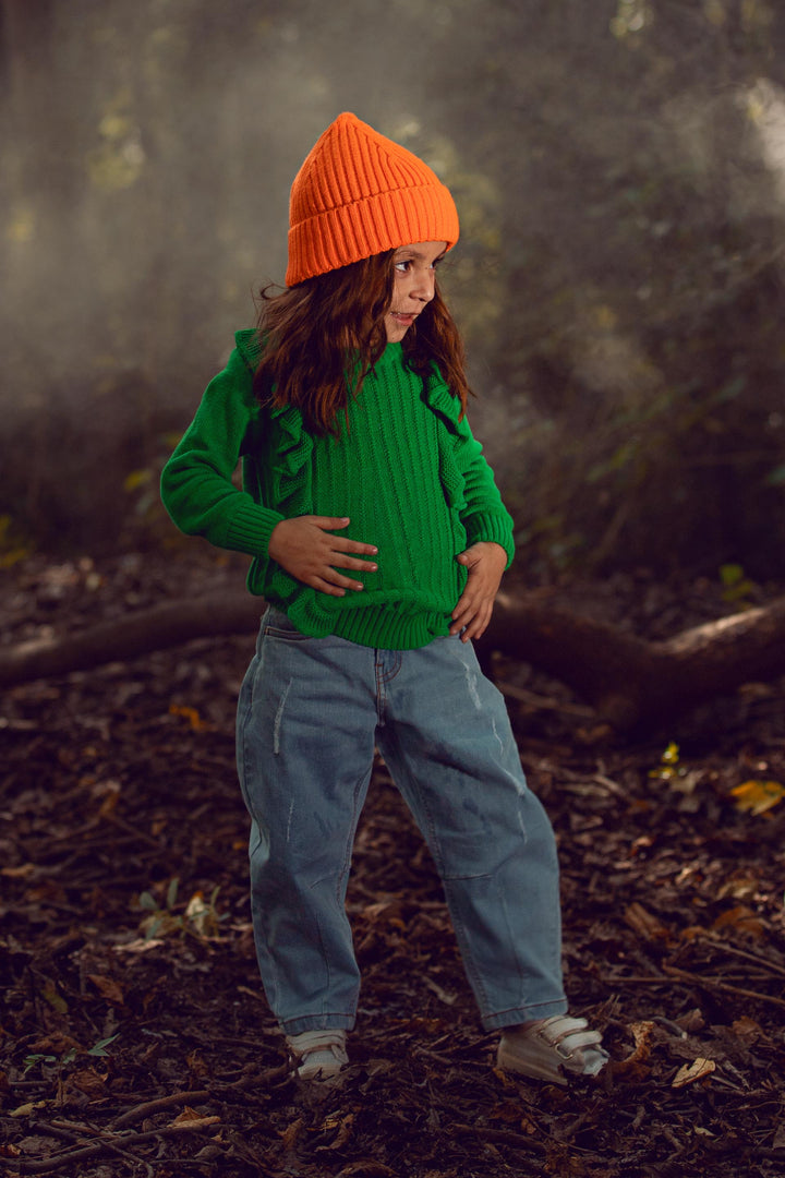 Ruffled Sweater Green