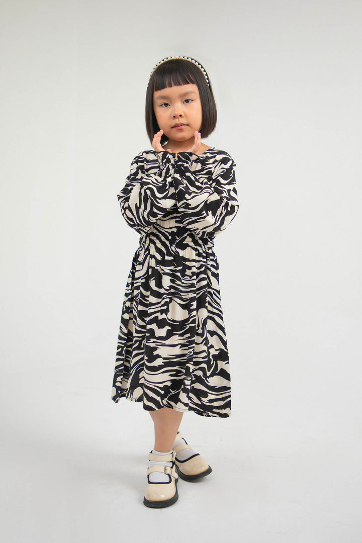 Zebra Dress Beige/Black