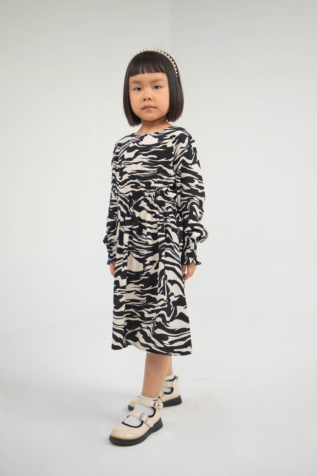 Zebra Dress Beige/Black