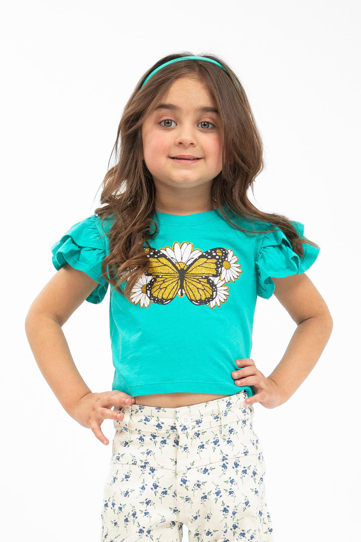 Ruffled Tee Aqua Splash