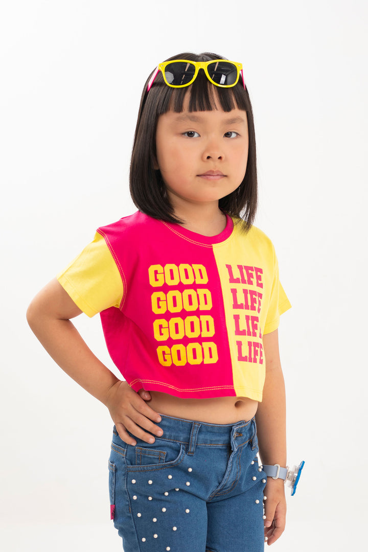 Contrasting Tee Yellow/Pink