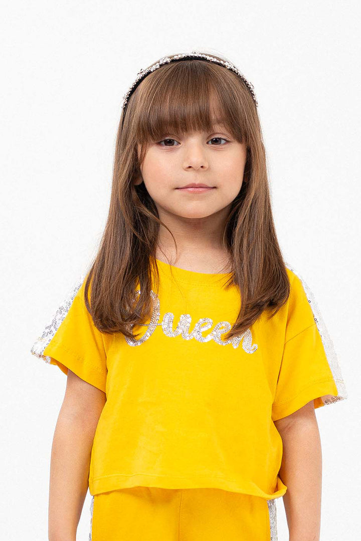 Sequined Tee Mustard