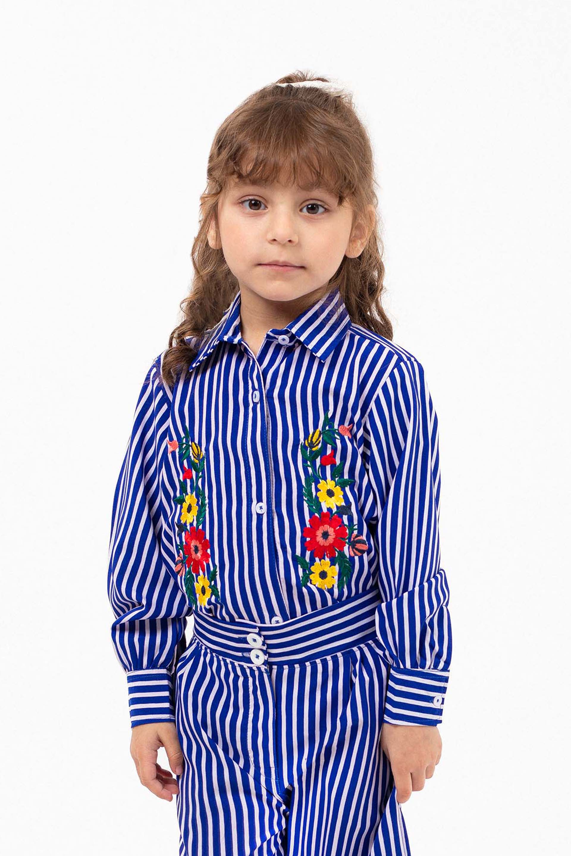 Embroidered Shirt White/Blue