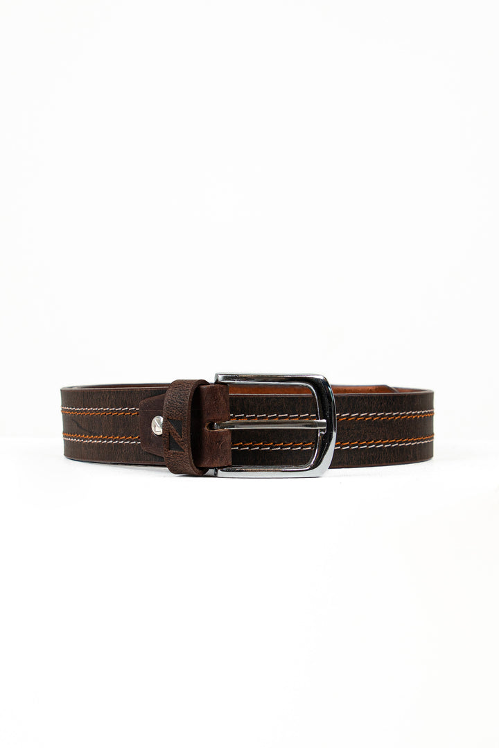 Top Stitch Belt Dark Brown