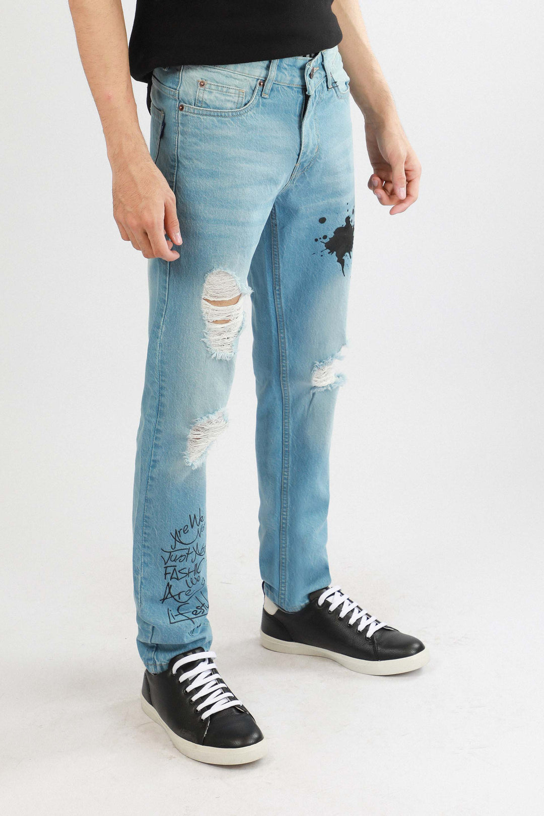 Ripped Rigid Jeans Blue