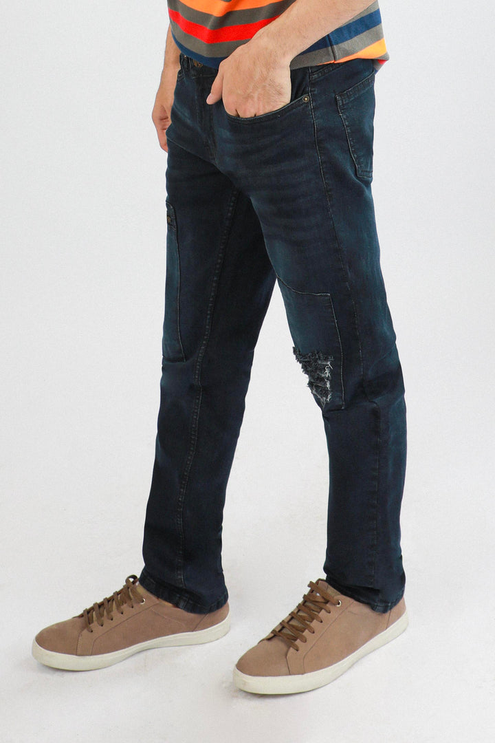 Ragged Zipped Jeans Indigo