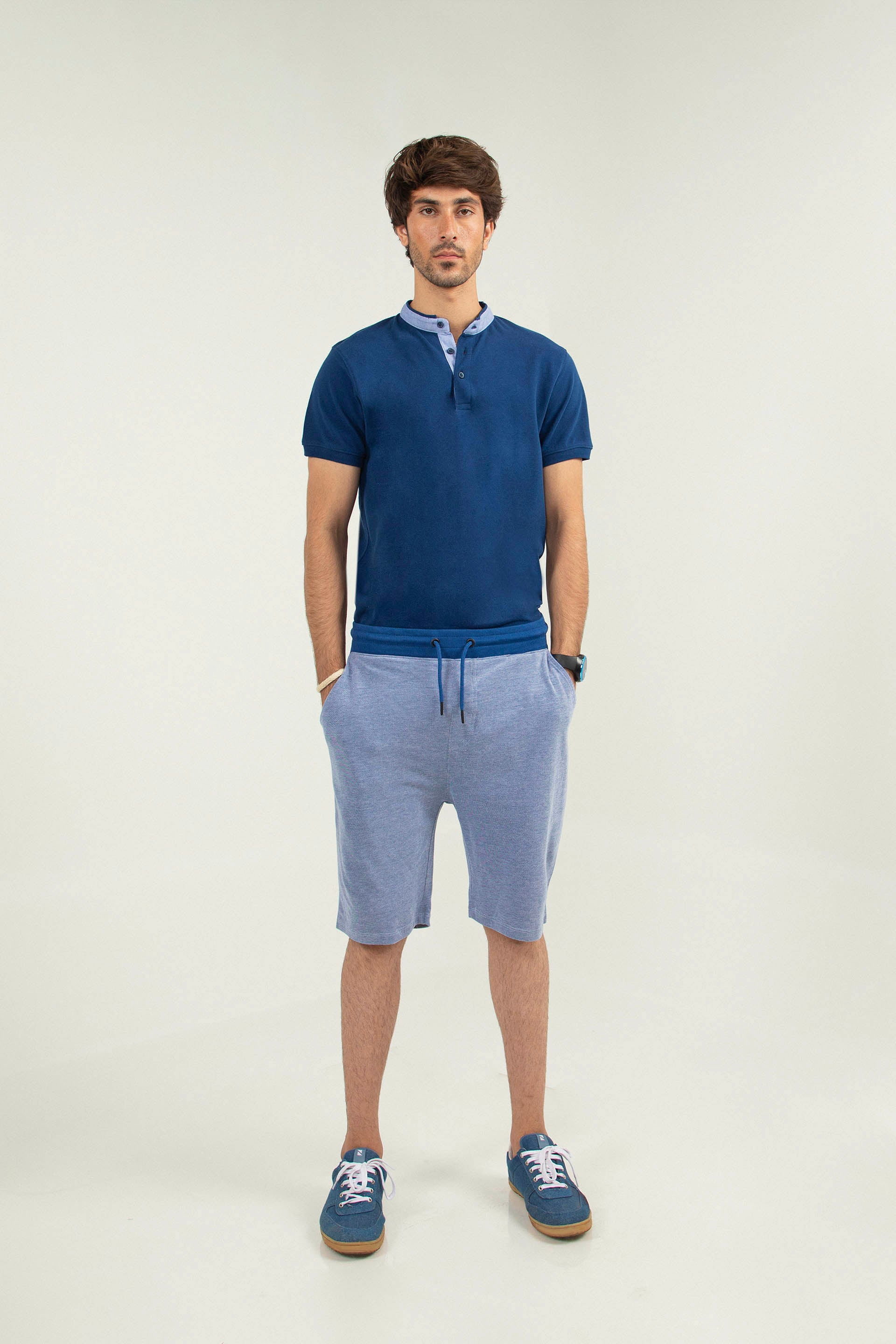Textured Shorts Blue