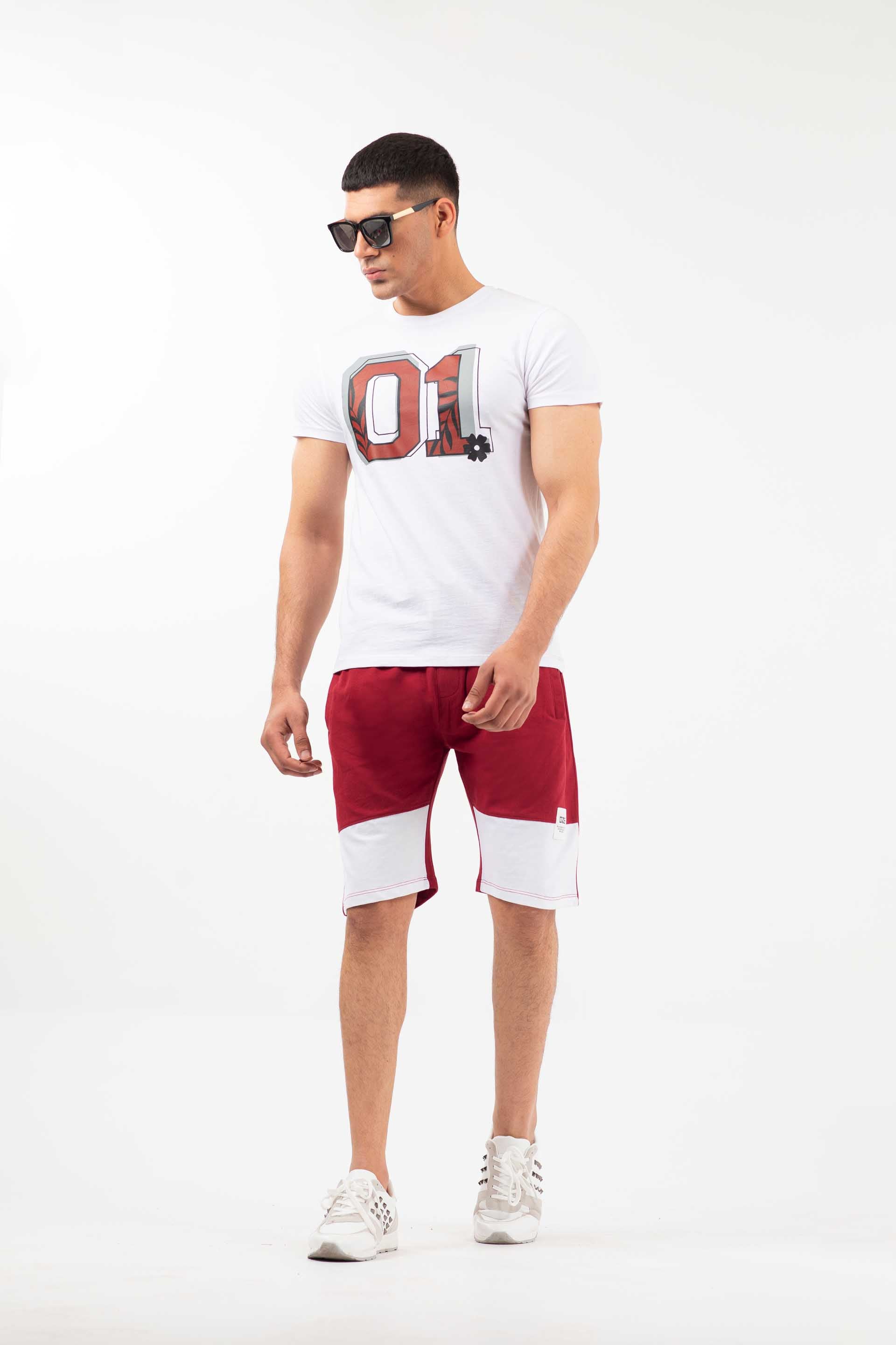 Contrasting Shorts White/Maroon