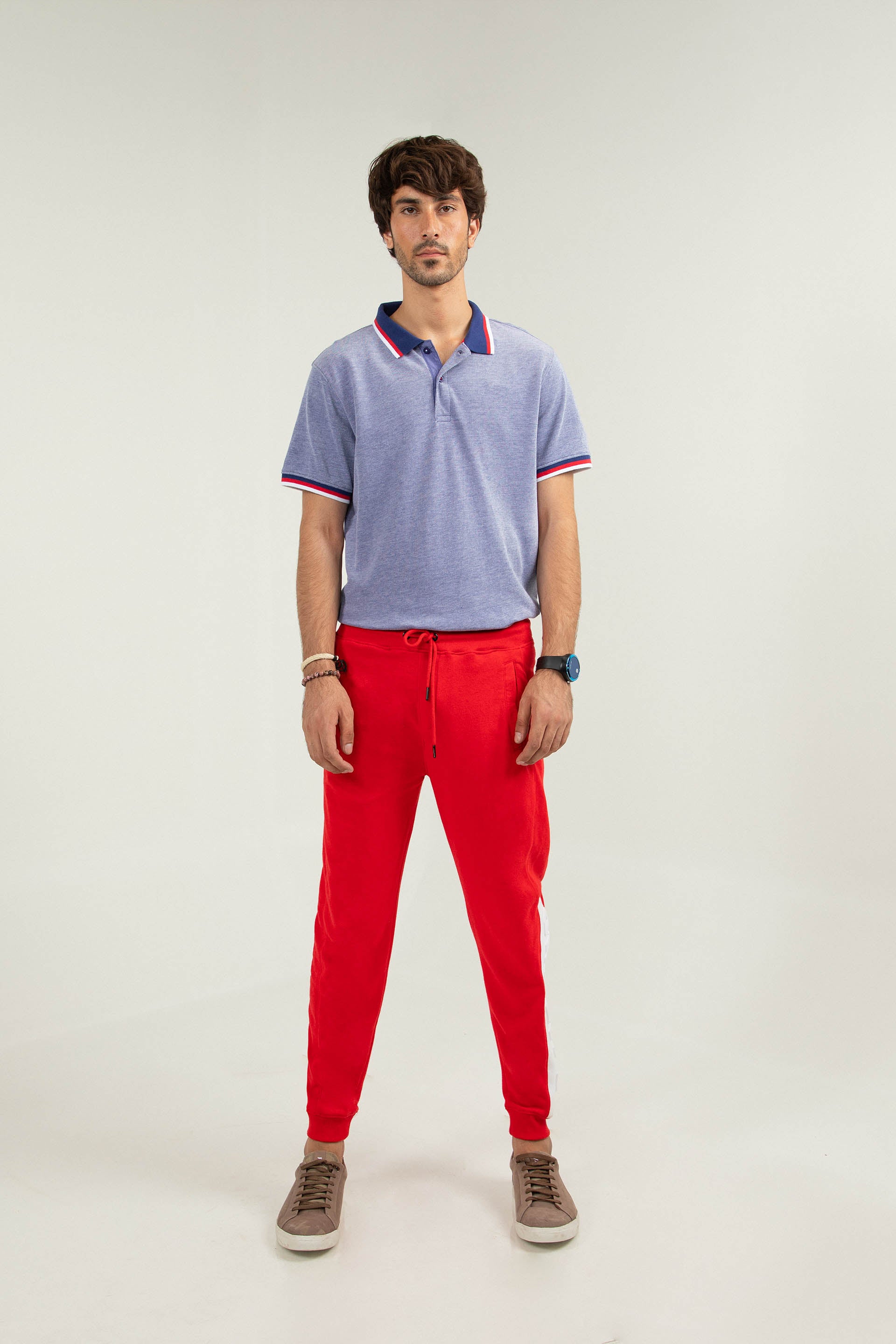 Paneled Trousers Red