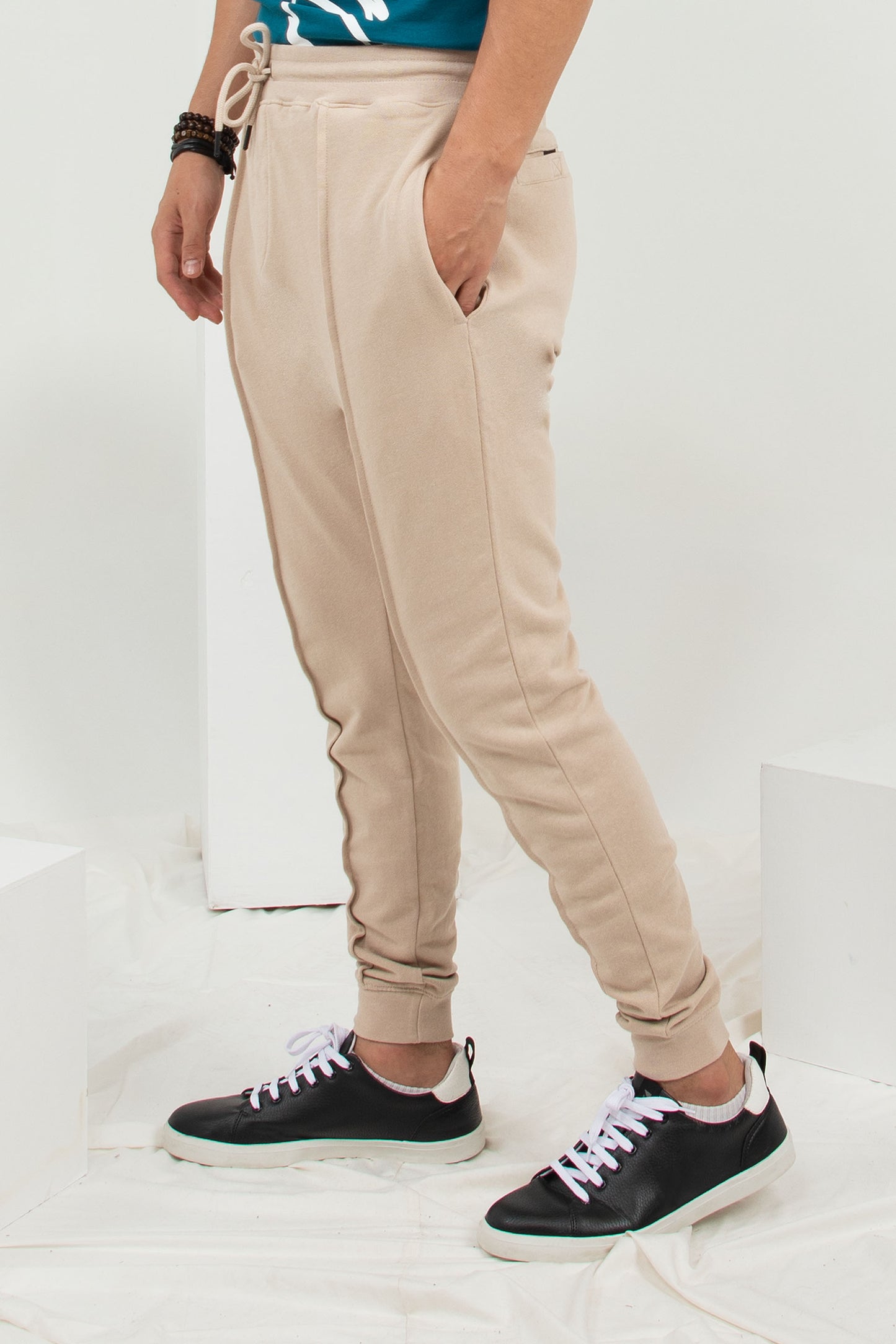 Pleated Trackpants Beige