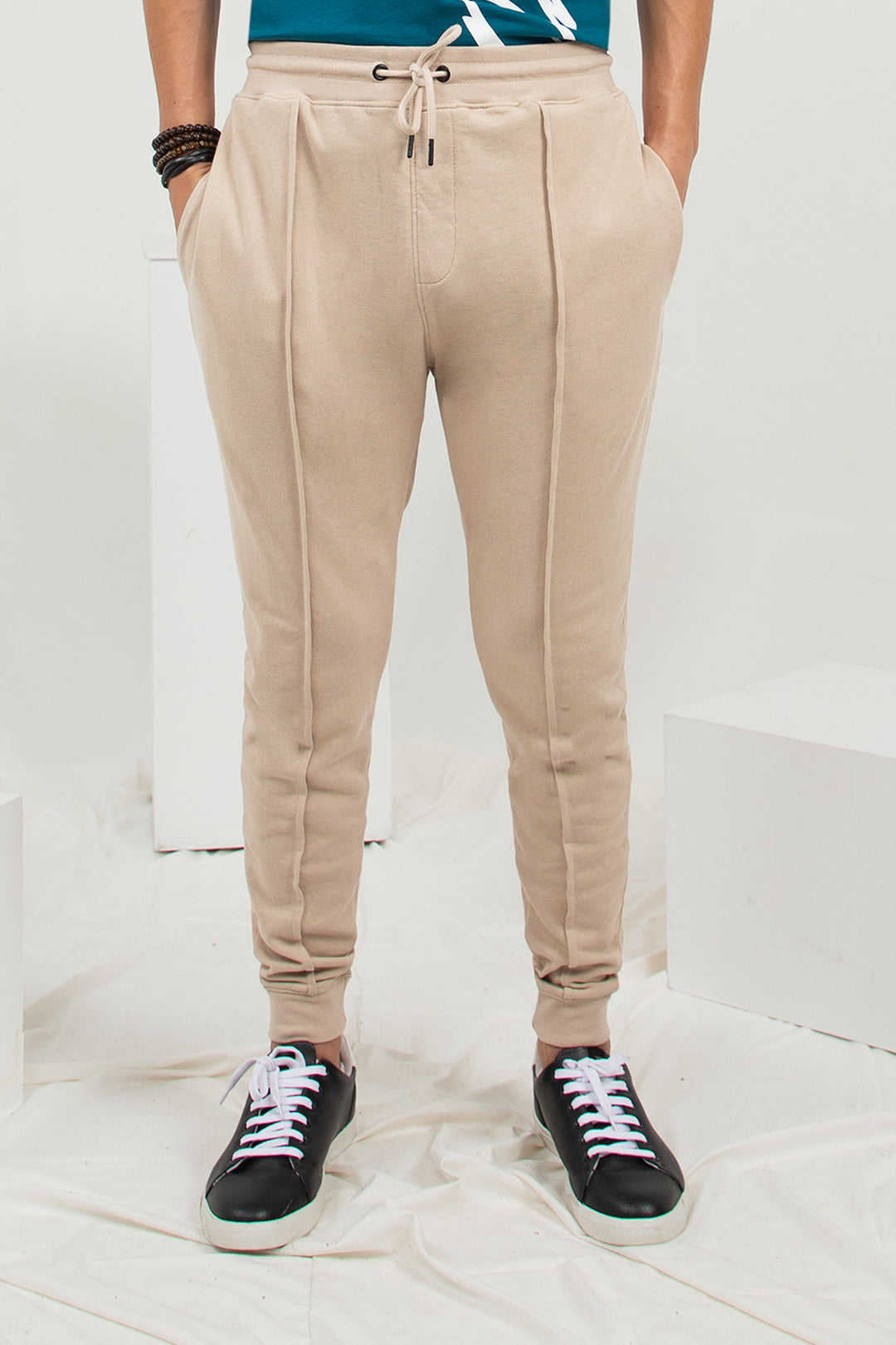 Pleated Trackpants Beige