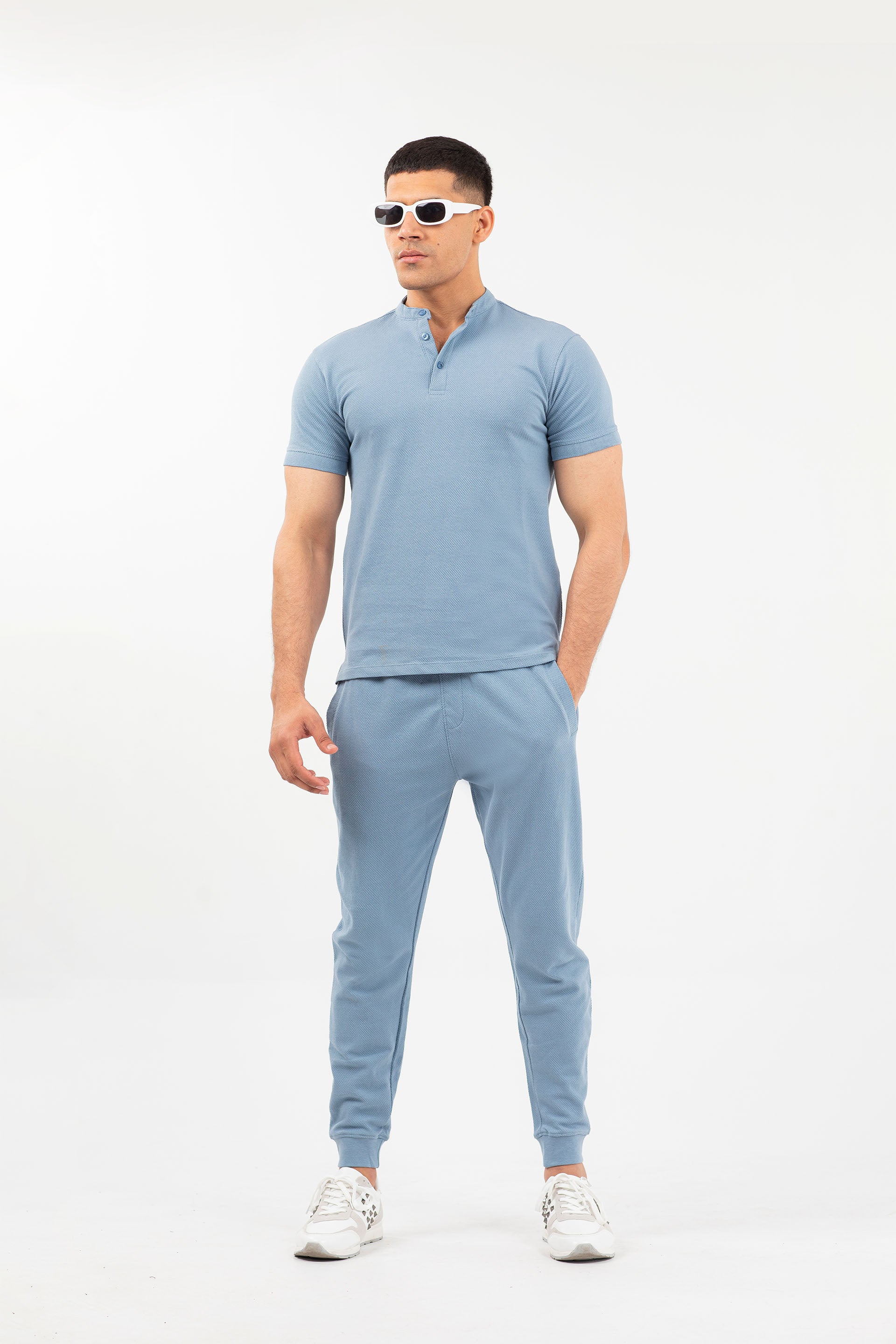 Textrued Track Pants Blue