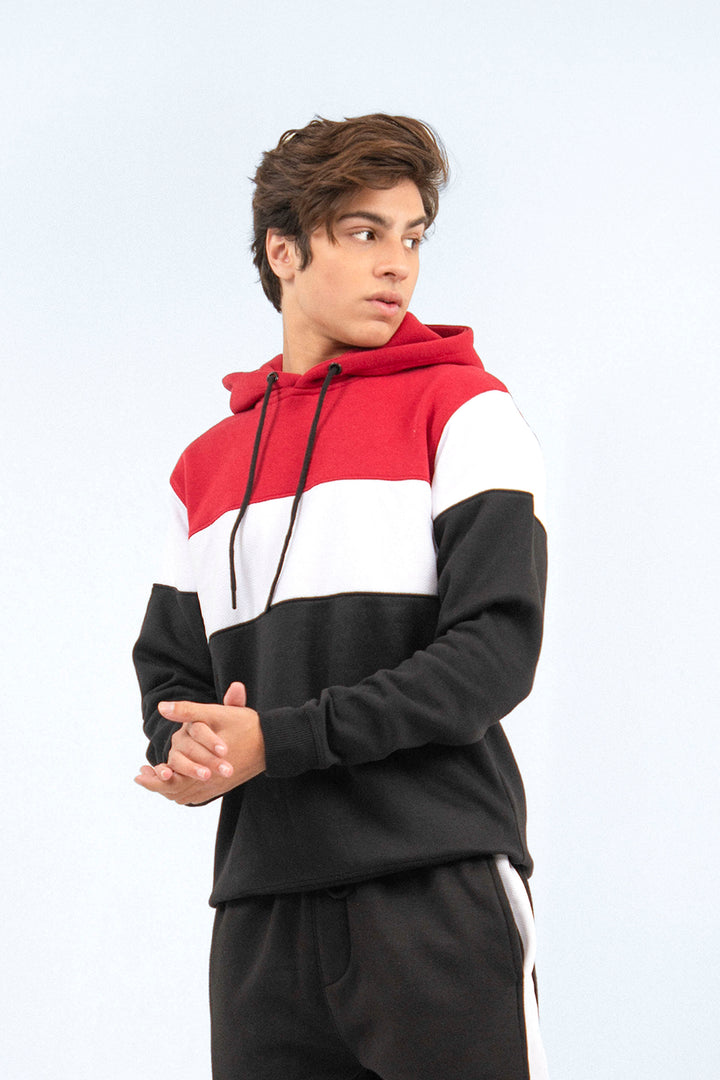 Colour Block Hoodie Maroon/Black