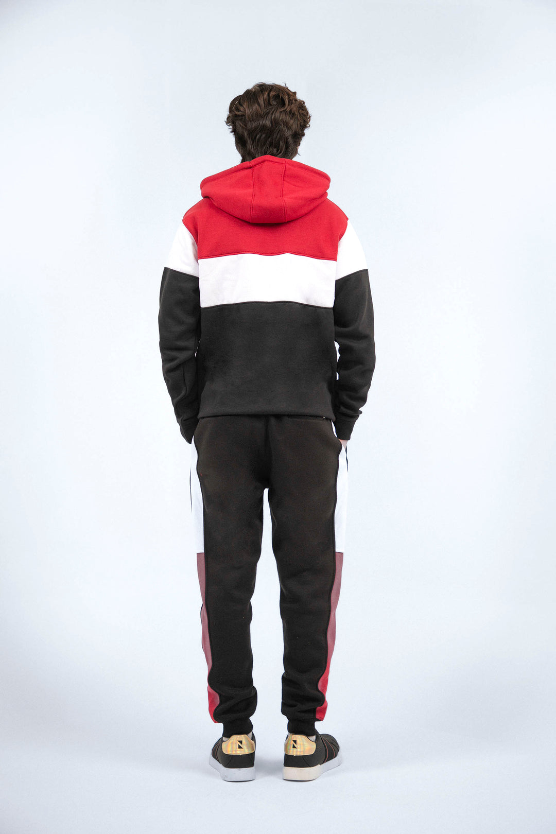 Colour Block Hoodie Maroon/Black