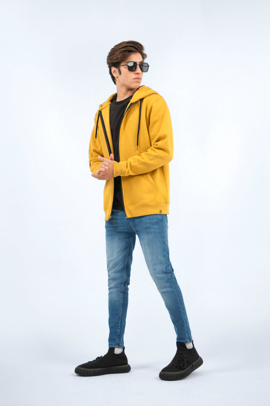 Basic Zipper Hoodie Mustard