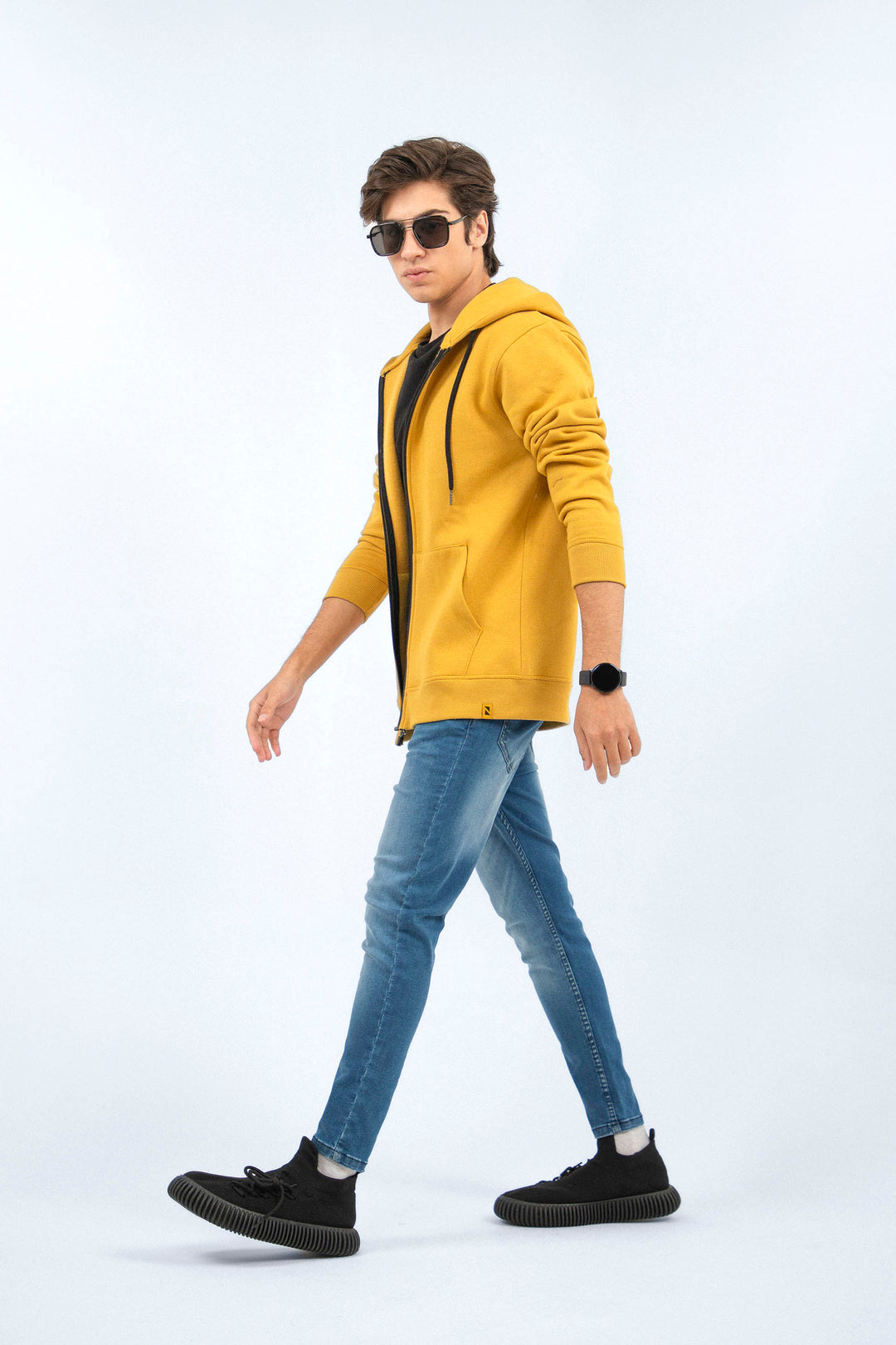 Basic Zipper Hoodie Mustard