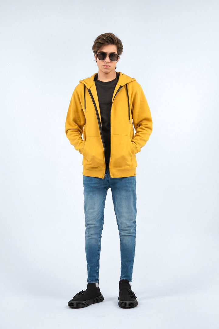 Basic Zipper Hoodie Mustard