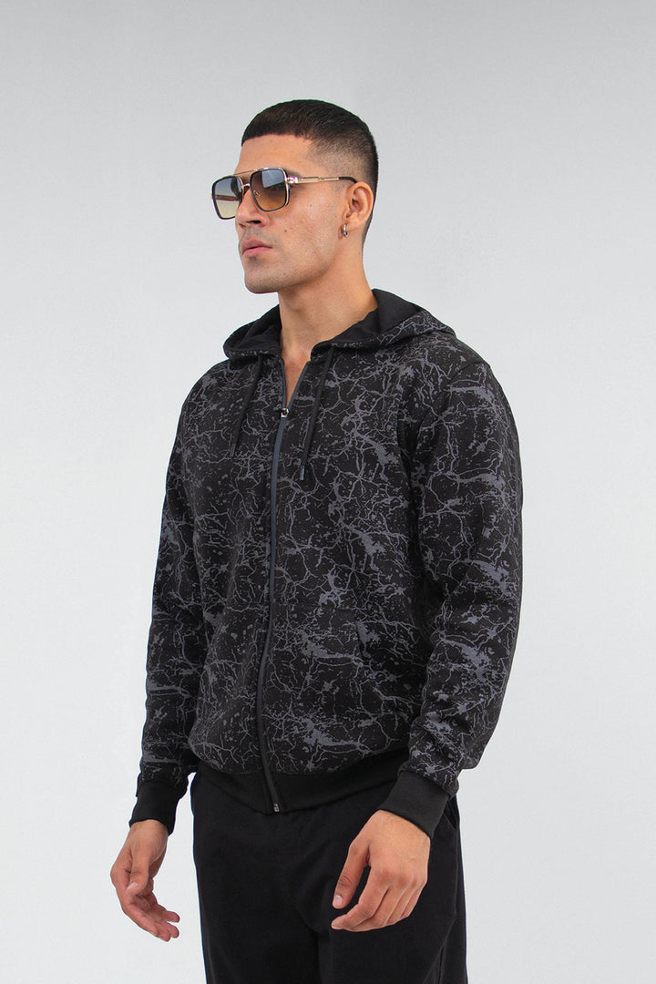 Comfort Printed Hoodie Black