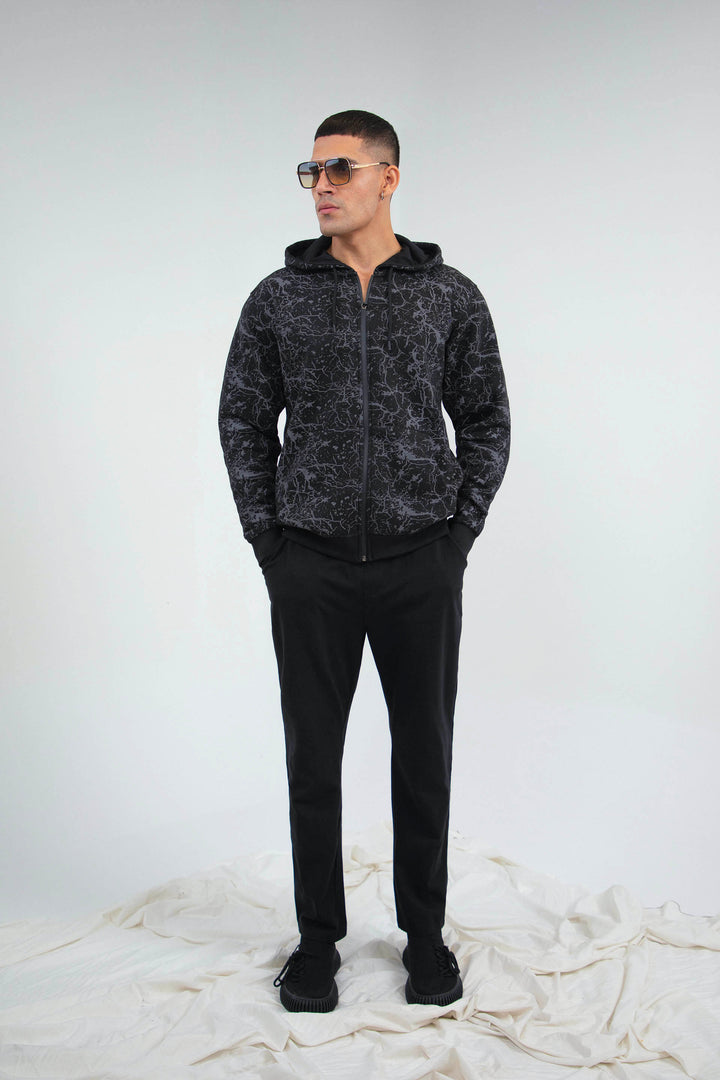 Comfort Printed Hoodie Black
