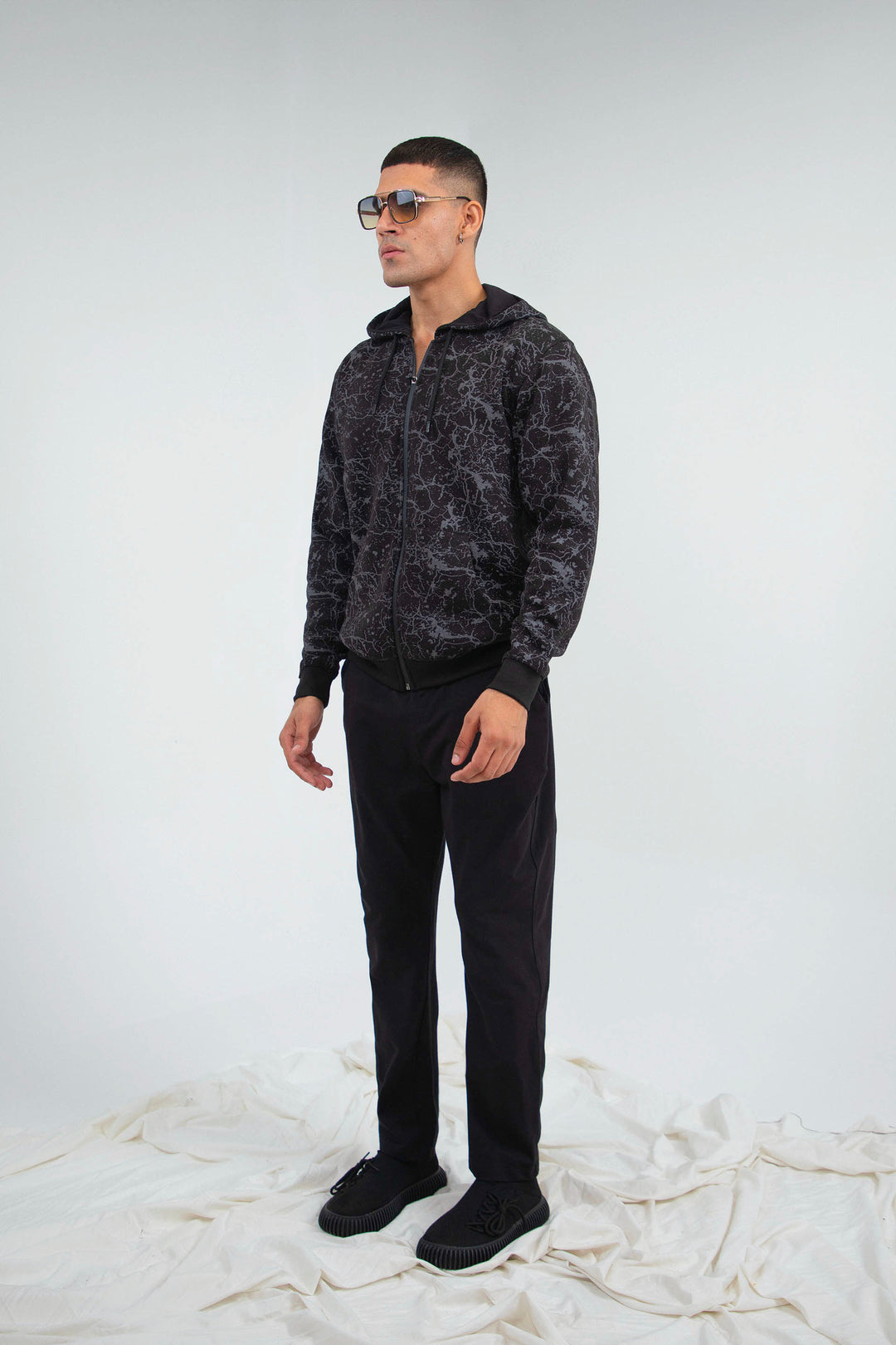 Comfort Printed Hoodie Black
