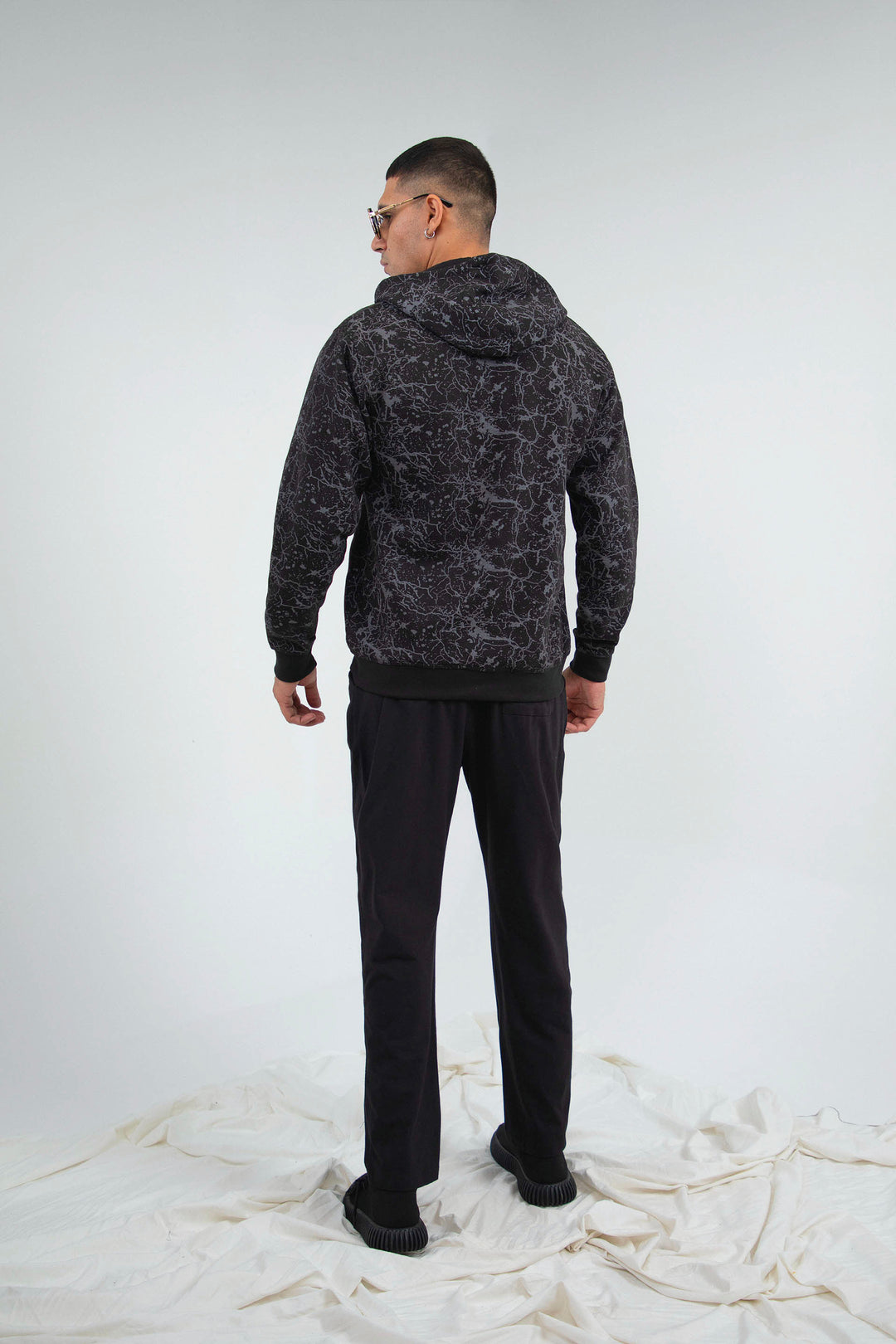 Comfort Printed Hoodie Black