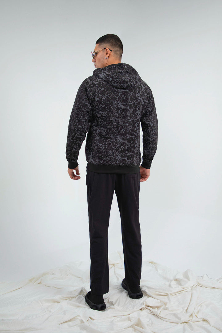 Comfort Printed Hoodie Black